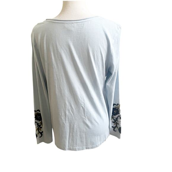 Sundance Embroidered Long Sleeve Tunic Size Large Blue Bohemian Peasant - Picture 4 of 11